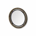 Homeroots 19 in. Brown Wood & Black Metal Frame Wall Mirror 376406